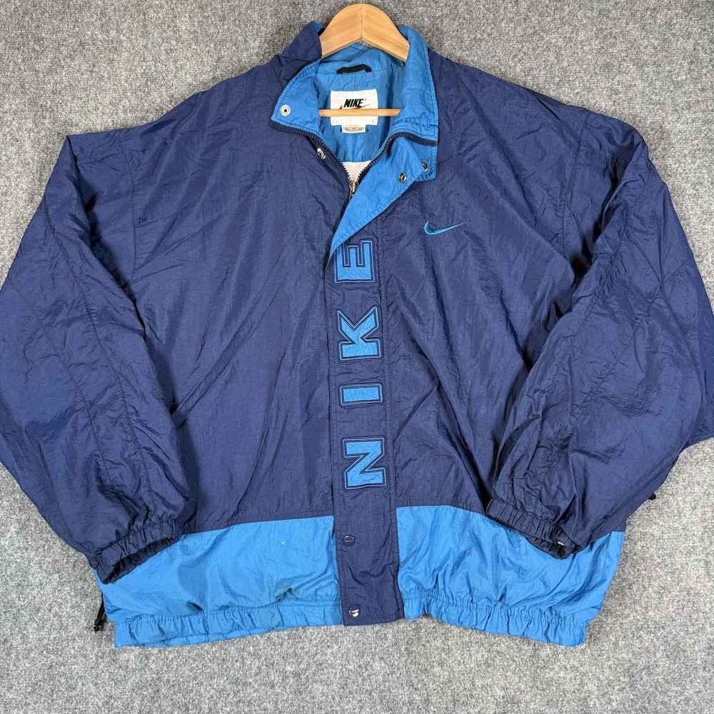 ⚡ Vintage 1997 Nike Windbreaker Jacket Mens XXL 90s Embroidered Blue Colorblock